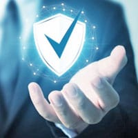 Protection sign above the hand